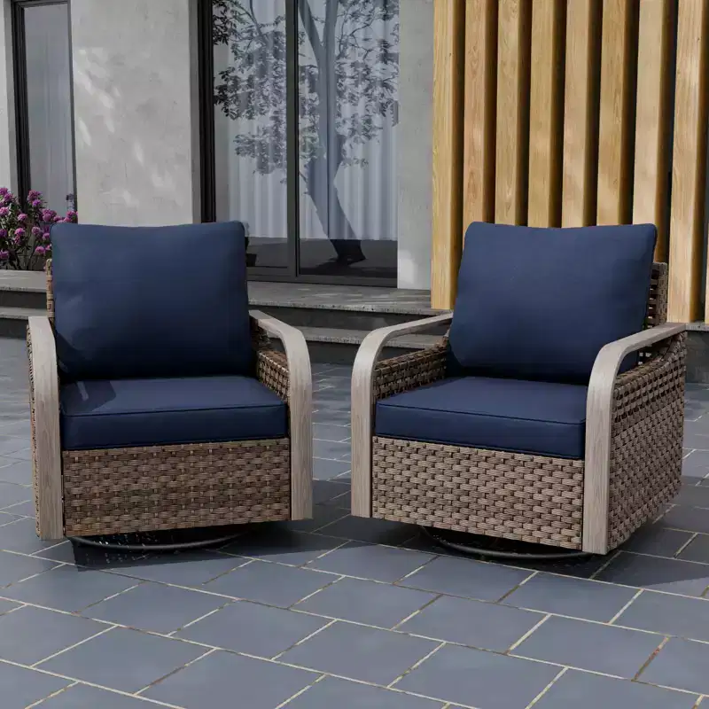 EAGLE PEAK Rocking Chair, Swivel Rocker, Rattan Patio Furniture, 2 Chairs