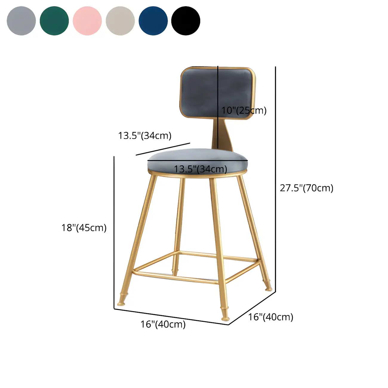 Round Velvet Upholstered Counter Bar Stools