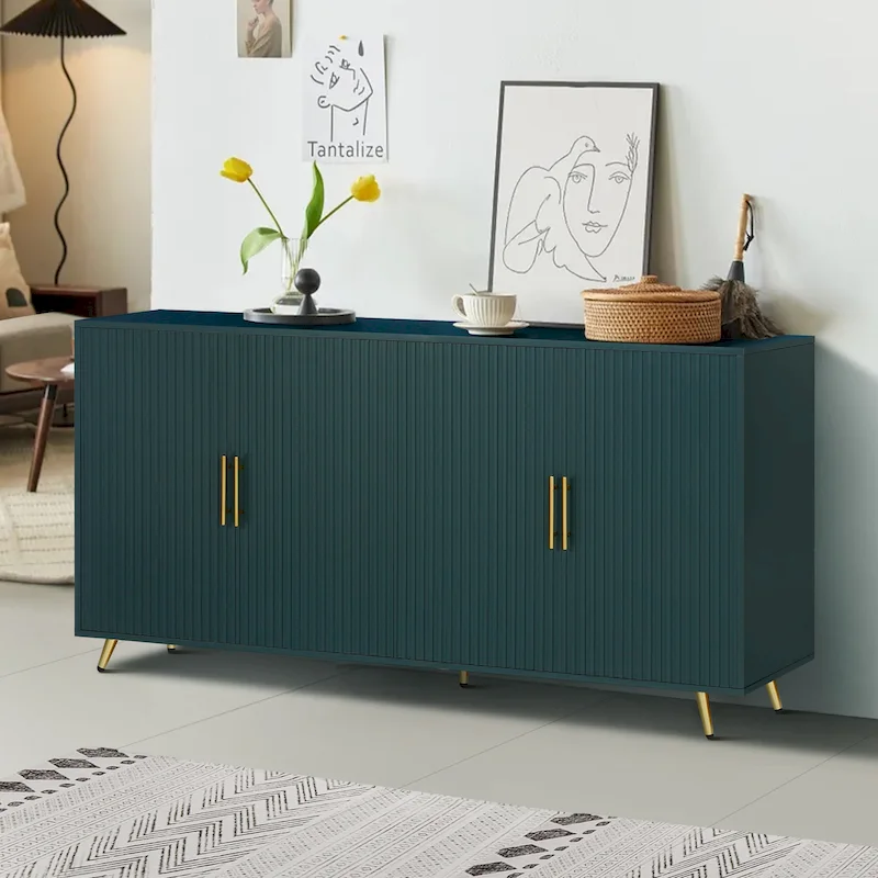 MDF TV Stand with Storage Cabinet and Four-Door Design