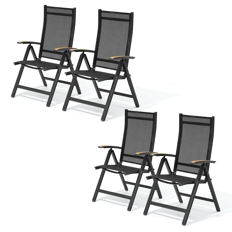 Pellebant Patio Folding Chairs Camping Deck Garden Aluminum Dining Chair - 23.6 in W * 16.9 in D * 42.1 in H