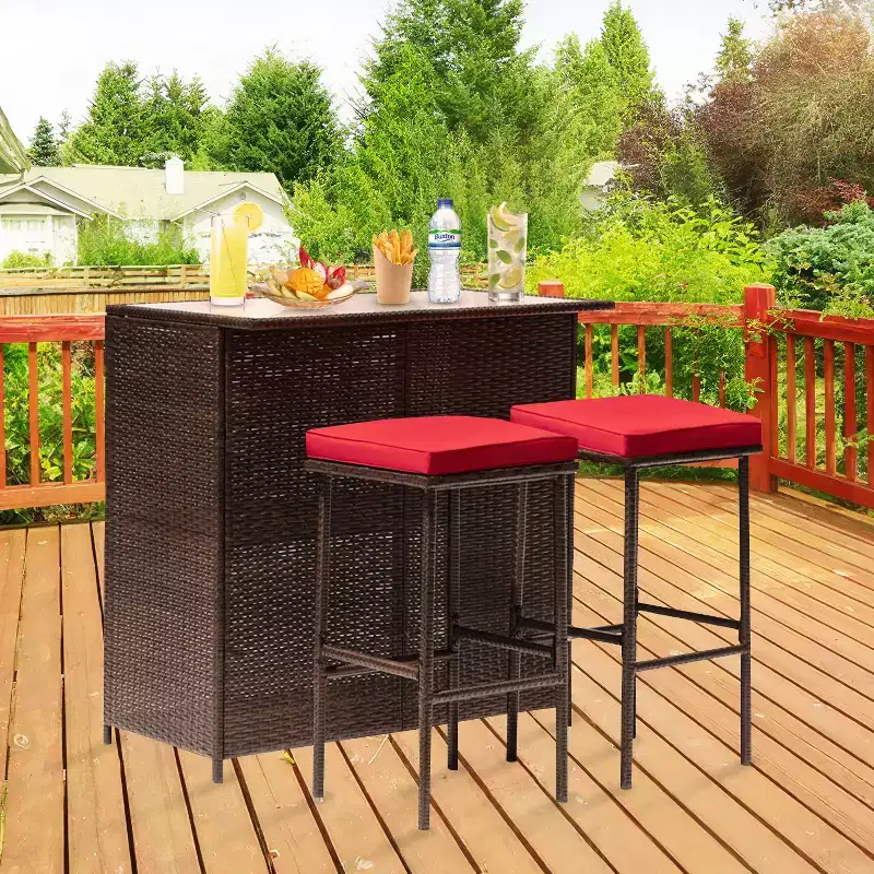 BestMassage Wicker Patio Furniture 3 Piece Rattan Table and Chairs