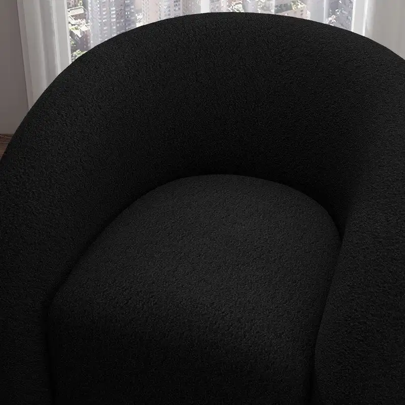 SEYNAR Modern Glam 360 Degree Swivel Teddy Upholstered Accent Armchair with Tufted Back