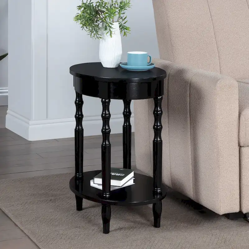 Oval End Table with Shelf