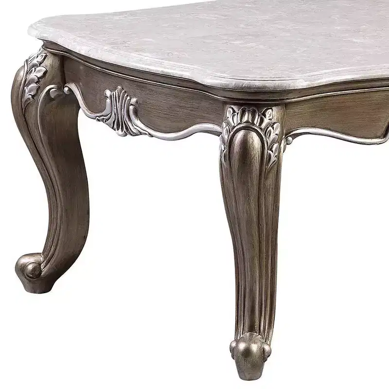 54" Elozzol Coffee Table: Queen Anne Legs, Shell Carved, No Assembly - Acme Furniture