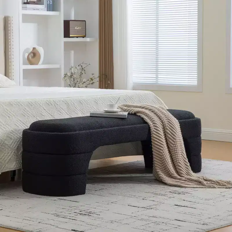 ModernLuxe Upholstered Bench Padded Bed End Bench Minimalist Ottoman Entryway Bench Footstool