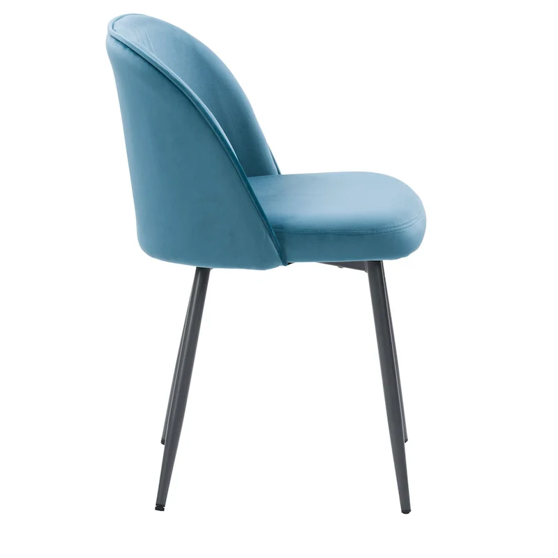 Blue / Teal / Beige Velvet Upholstered Dining Chair – Single Seat