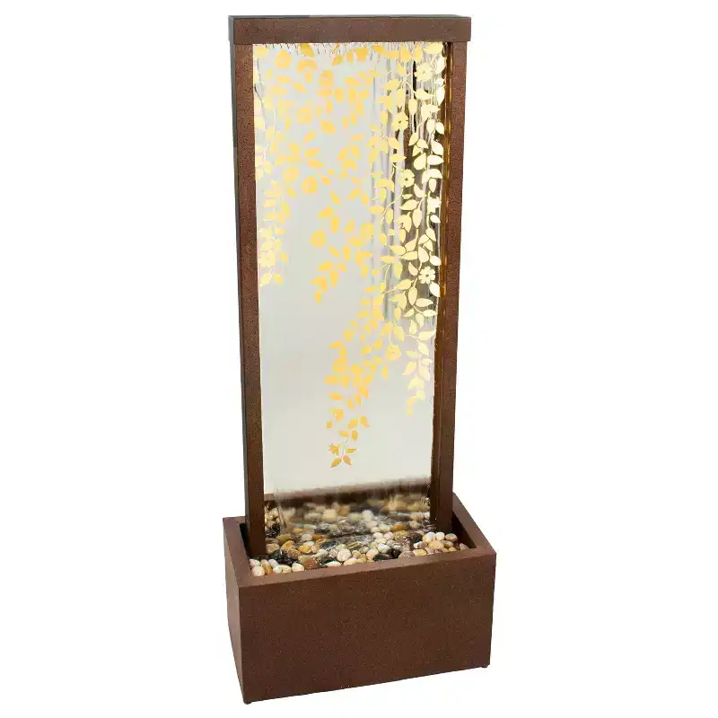 Sunnydaze 47.25 H Wisteria Vines Zinc Outdoor Water Fountain with Warm White LED Lights