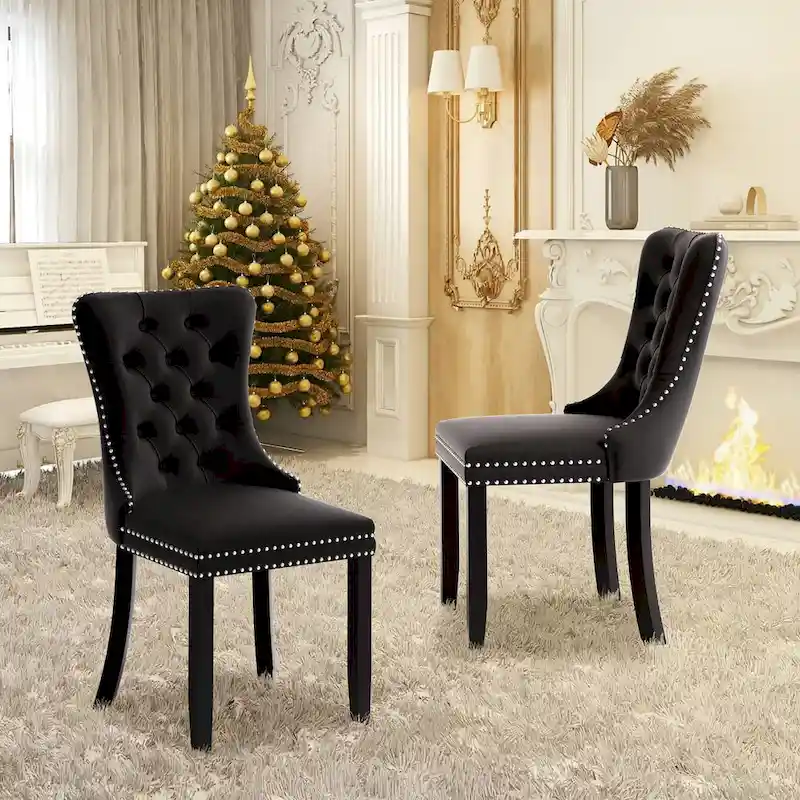 Modern Tufted Velvet Side Dining Chairs (Set of 4)