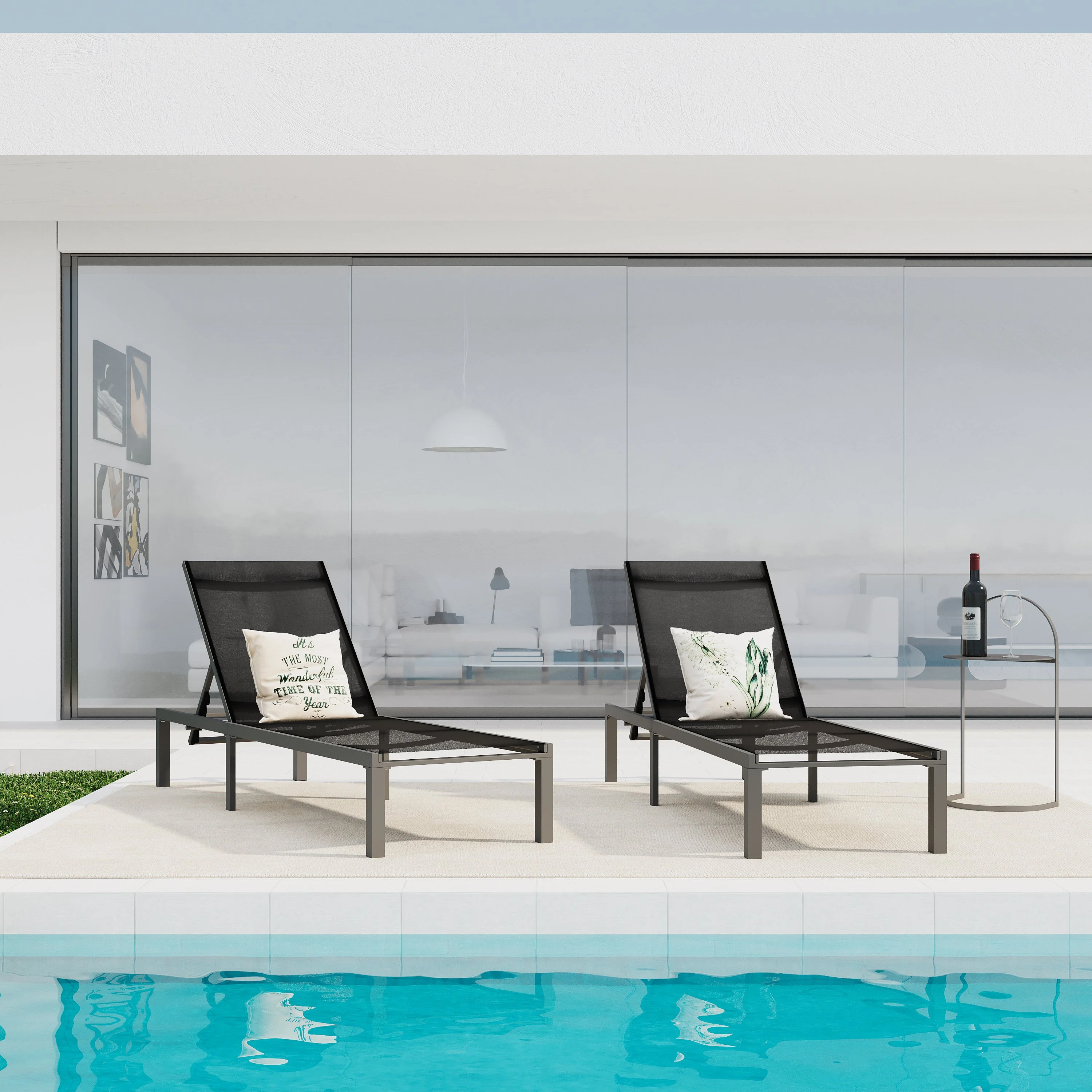 Deburoe Outdoor Adjustable Chaise Lounge(Set of 2)