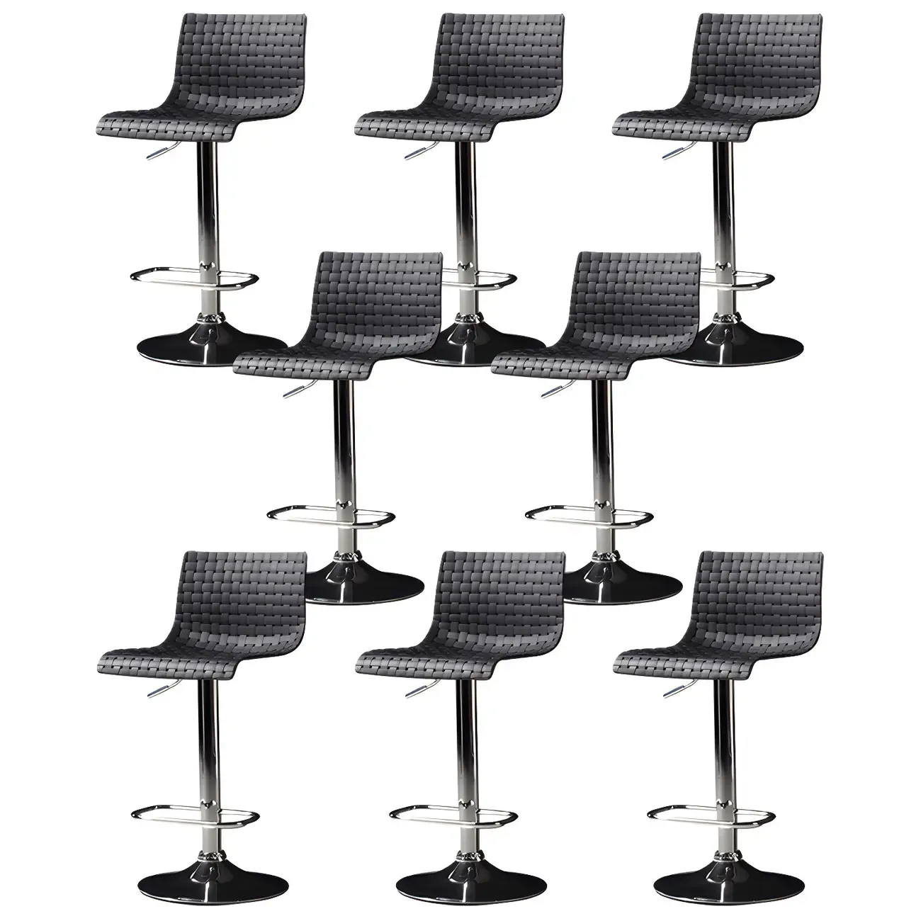 Modern Square Seat Plastic Rattan Adjustable Swivel Bar Stools