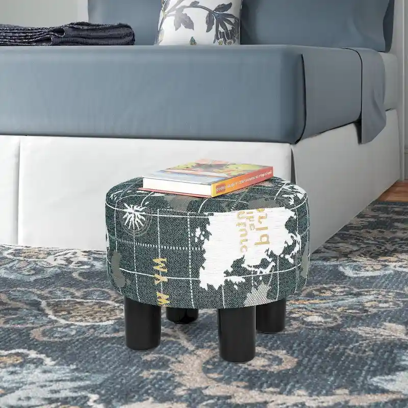 Round Fabric Ottoman Footrest