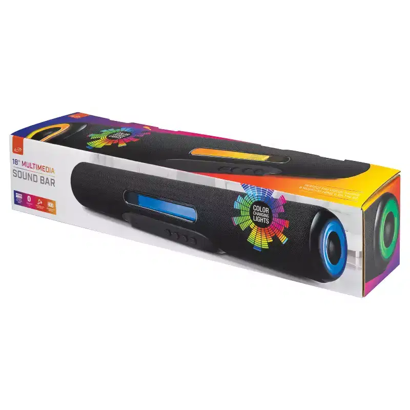 iLive Electronics 2.0-Channel 20-Watt 18-In. Portable Rechargeable Sound Bar/Speaker with Bluetooth, Speakerphone, TWS, and LEDs, ISB184B