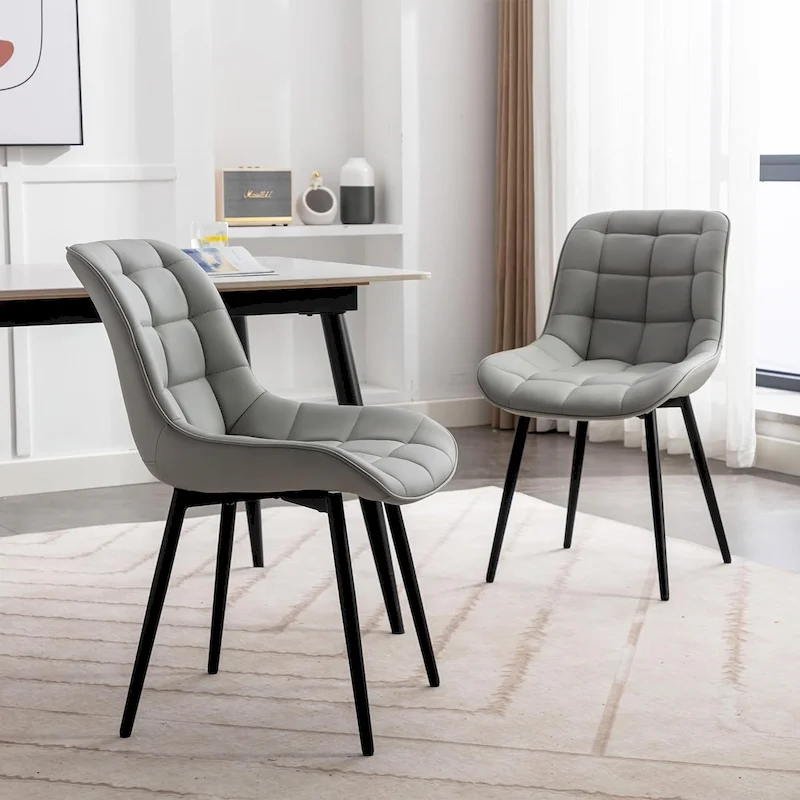 XINMICS Modern Upholstered Faux Leather Dining Chairs Set of 2