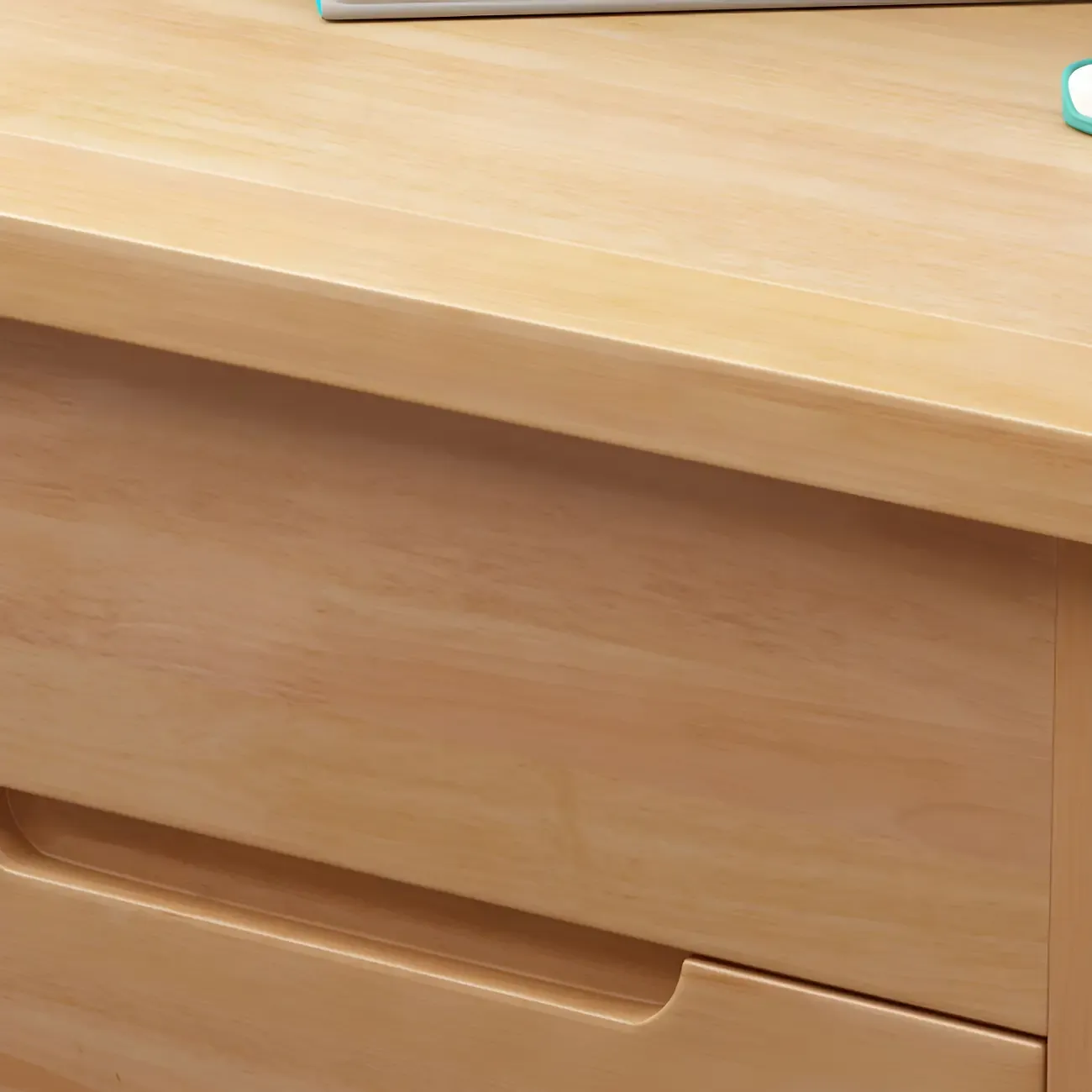 Narrow Rubberwood Lift-Top Bed Side Table with Drawers