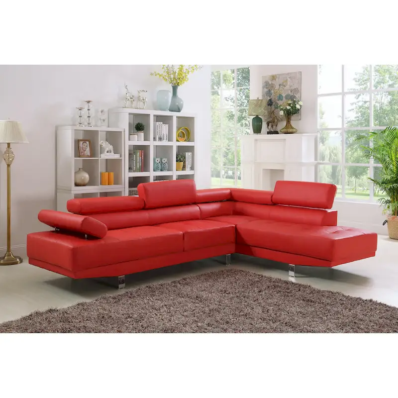 GTU Furniture L Shape Faux Leather Living Room Sectional Sofa Set with Right Facing Chaise