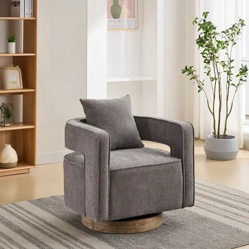 29.1W Swivel Accent Open Back Chair With Weathered Base