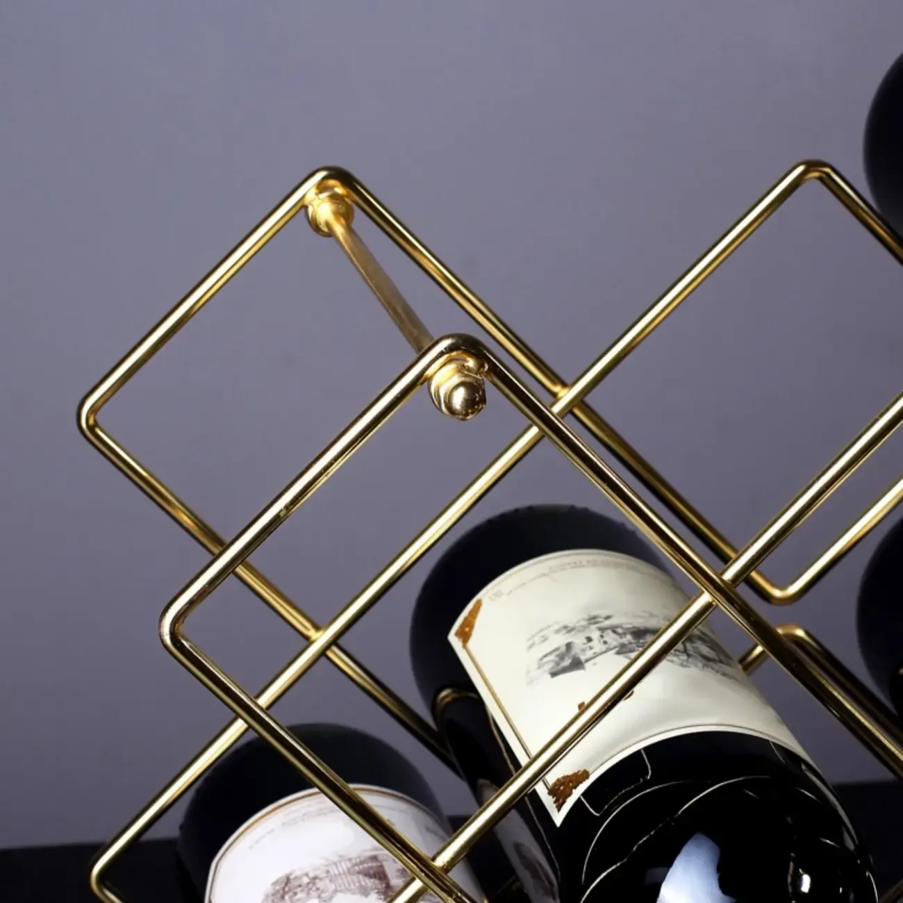Modern Wine Rack Golden Honeycomb Countertop Bottle Holder