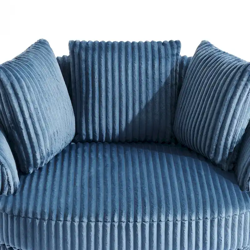 DREAMSIDEA Recessed Arm Slipcovered Swivel Barrel Chair