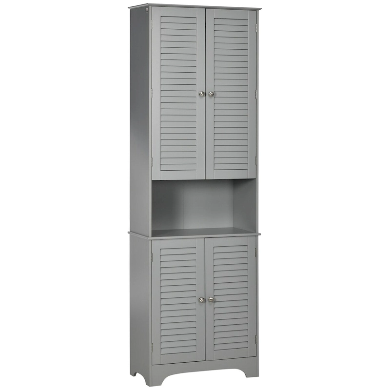 Tall Narrow Bathroom Storage Cabinet with Doors and Shelf Adjustability,Linen Cabinet with 2 Cabinets and Countertop