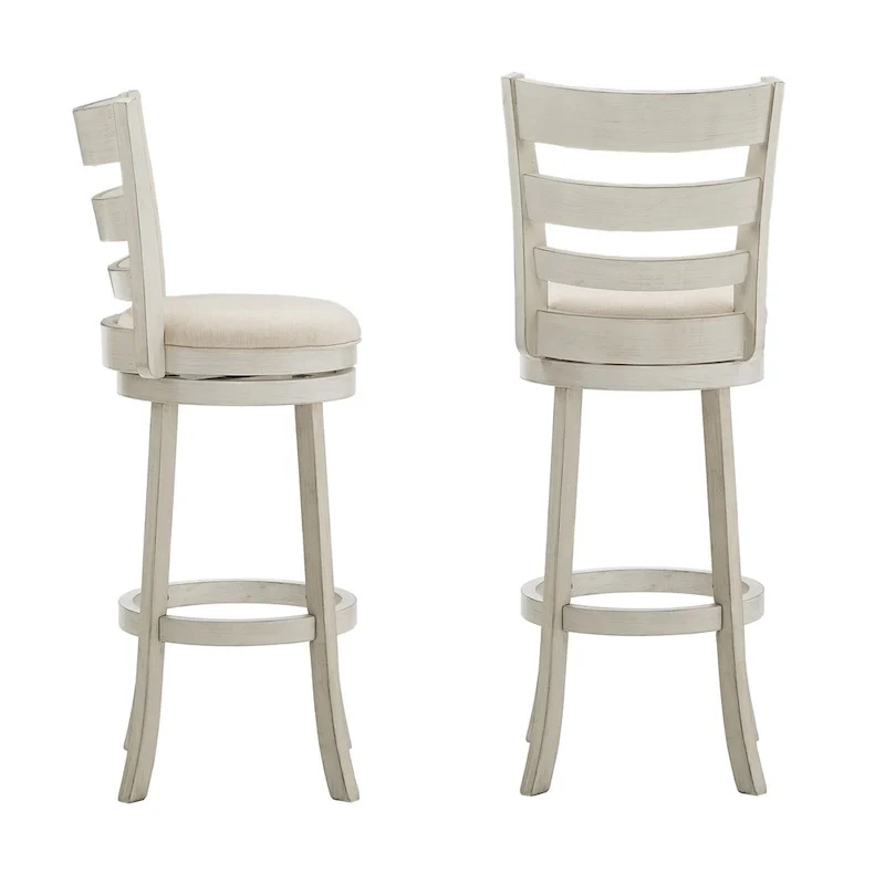 Ladder Back Swivel Bar Stool - Cherry/Antique Grey/White, 29