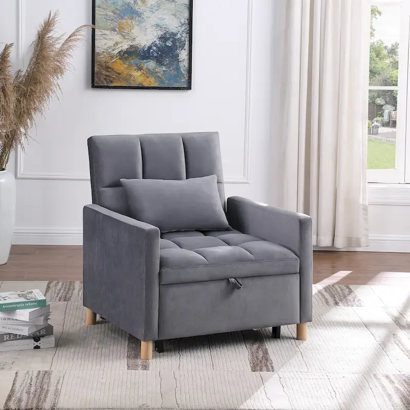 Convertible Sofa Chair Bed, 3-in-1 Adjustable Recliner, Single