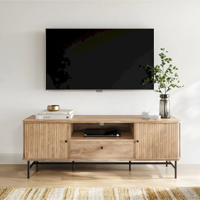 Hikari TV Stand with Slide Doors and Drawer for TVs up to 75 - 59 in width