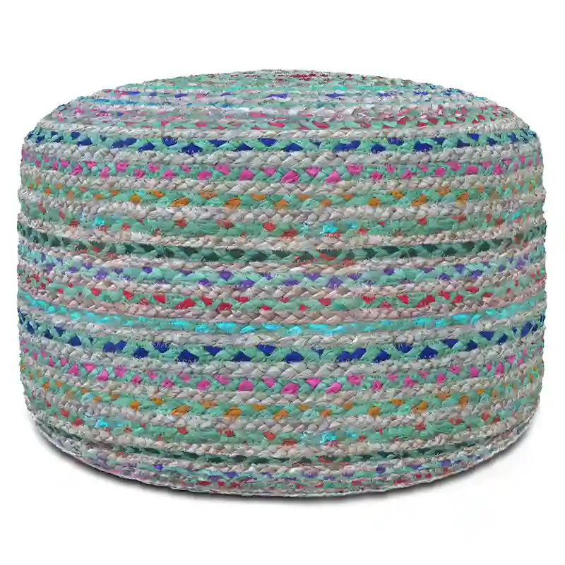 WYNDENHALL Mattise Boho Round Pouf in Braided Jute