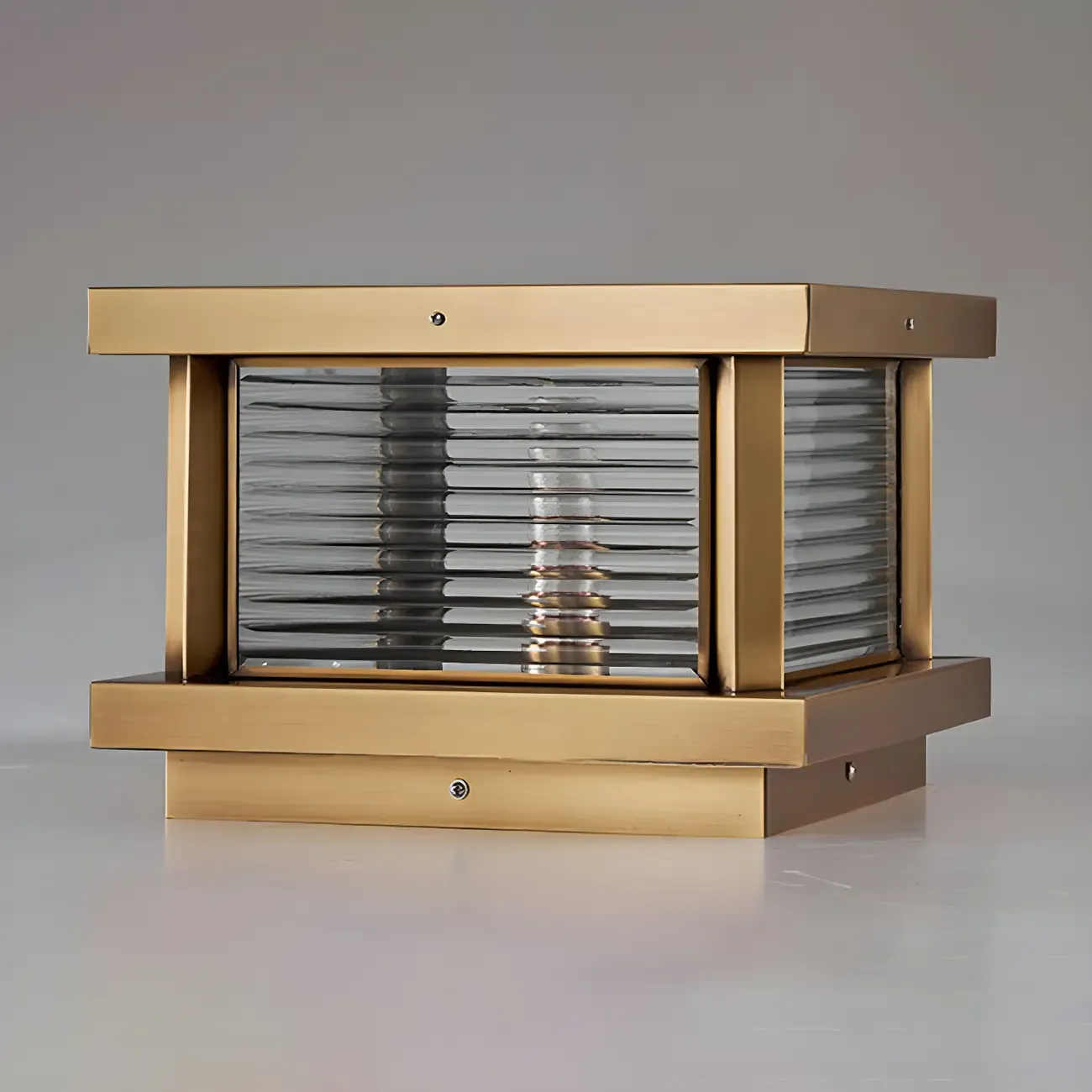 Modern Metal Glass Square Wired Post Cap Light