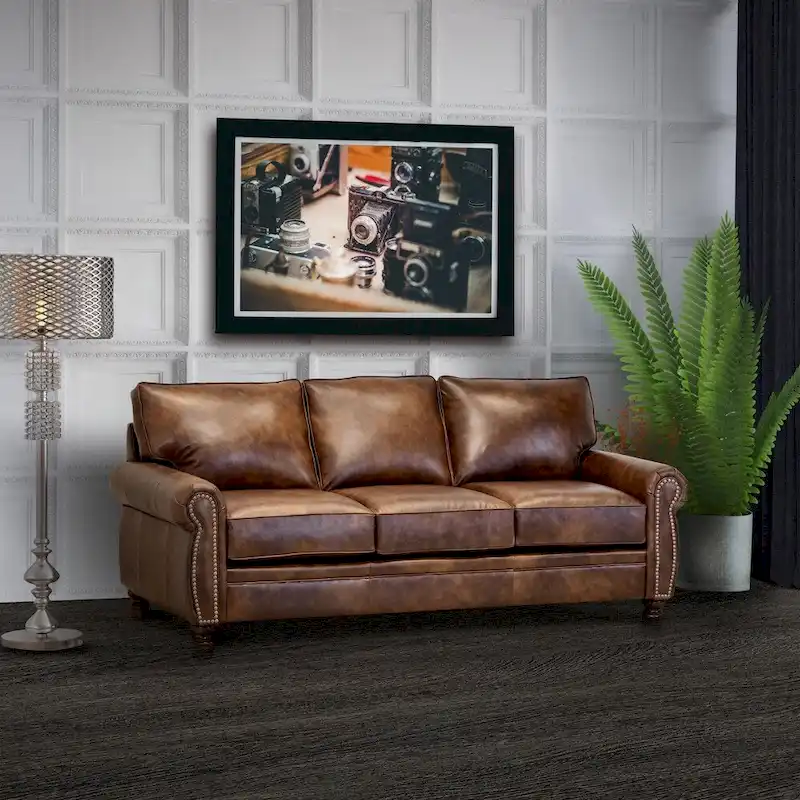 Cabot Brown Top Grain Leather Sofa