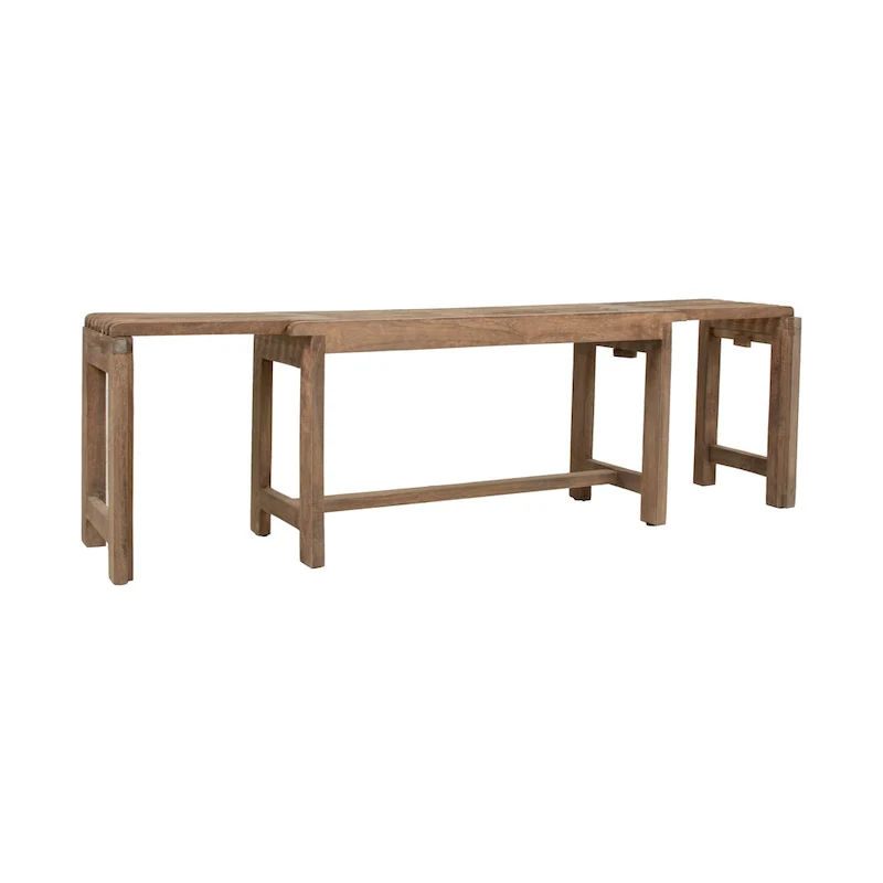 Black / Natural Solid Mango Wood Extendable Bench, Seats 2–3