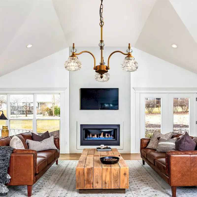 Modern 3-Light Pendant Lights with Crystal Glass Shade