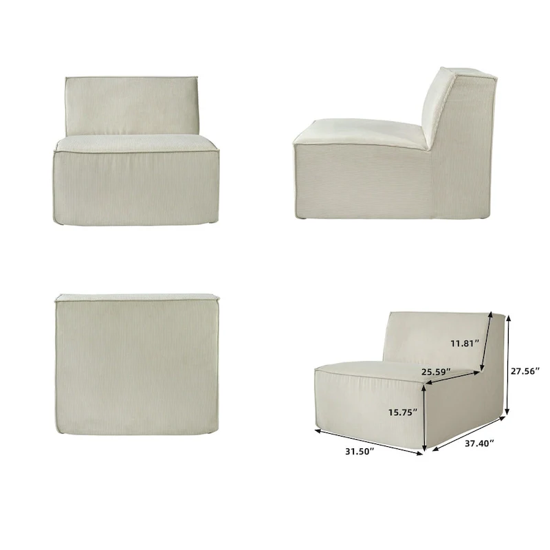 Modern Modular Sectional Sofa with 3 Pillows, Convertible Living Room Couch with Ottomans