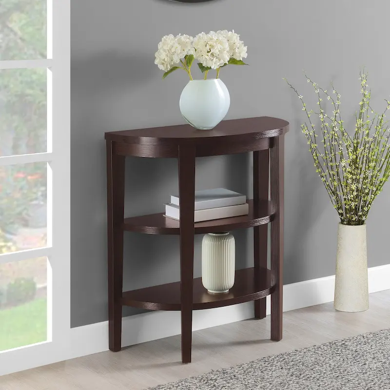 Newport Half-Circle Console Table with Shelves