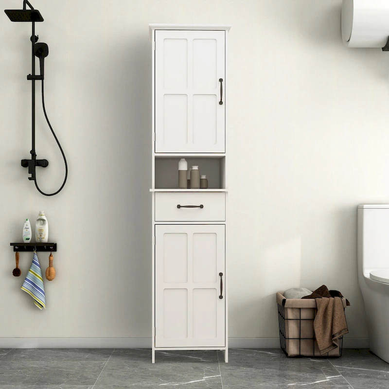 Double Door Narrow Height Slim Floor Standing Cabinet