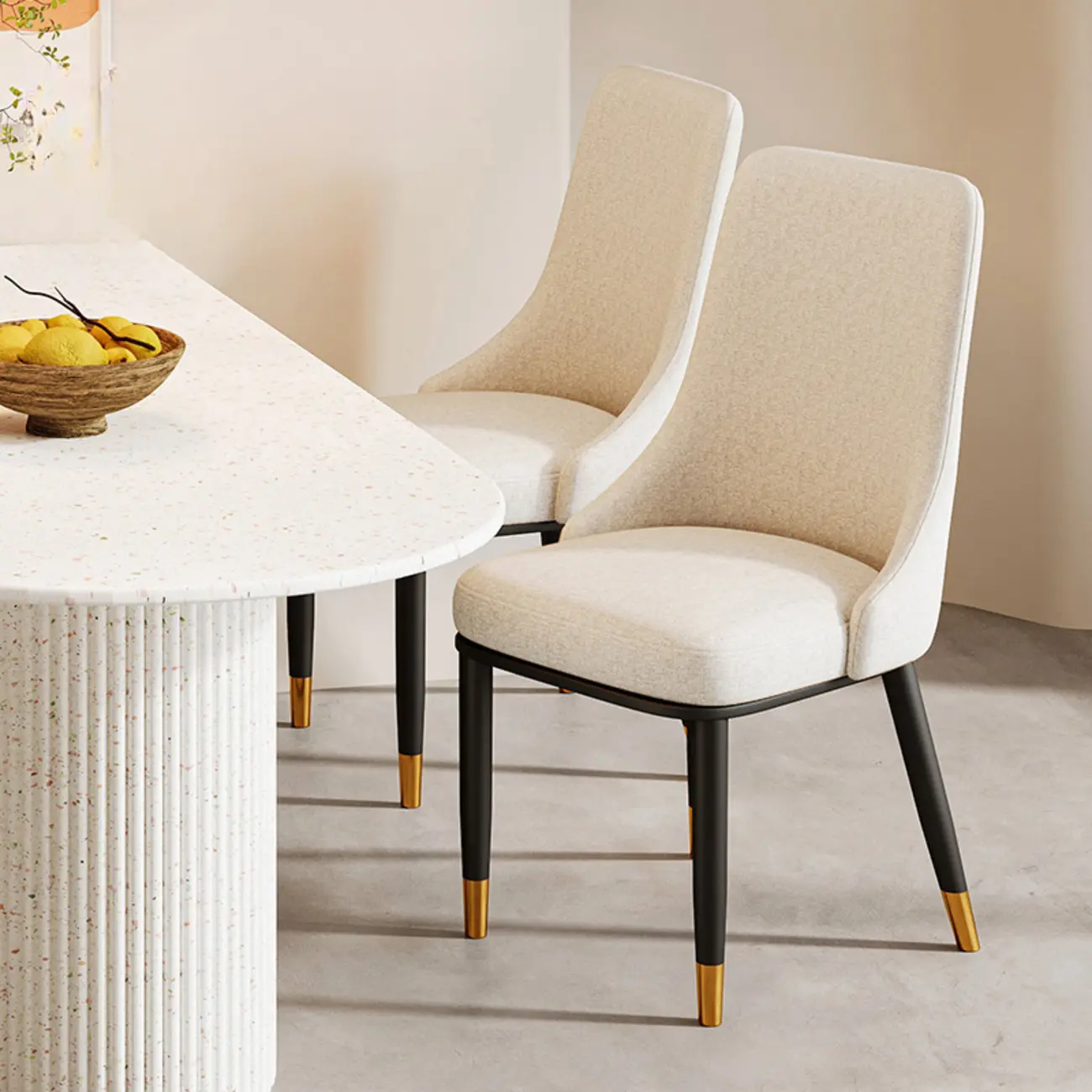 Modern Upholstered Metal Leather Dining Chairs