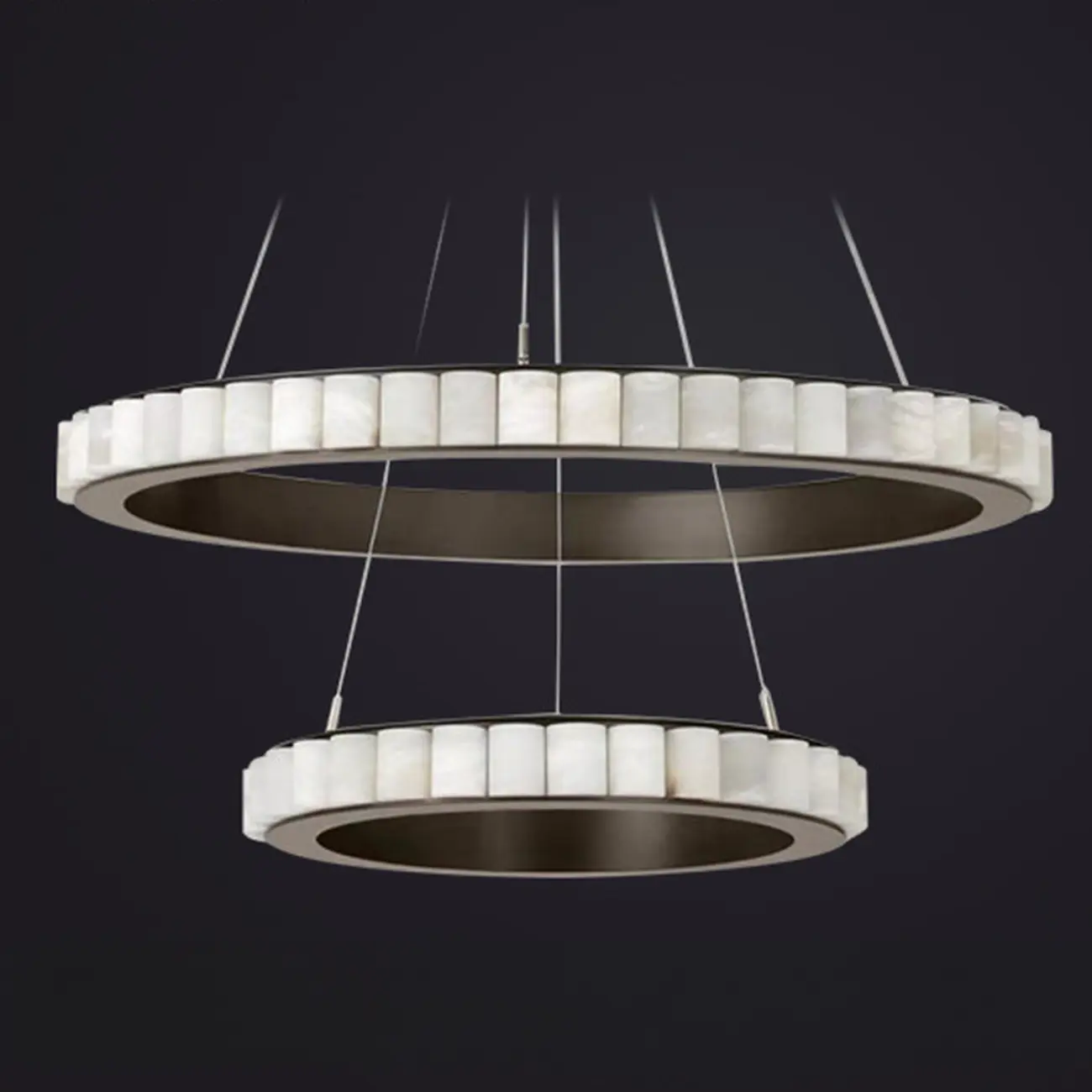 Circular 2-layer Modern Alabaster Steel Pendant Chandelier