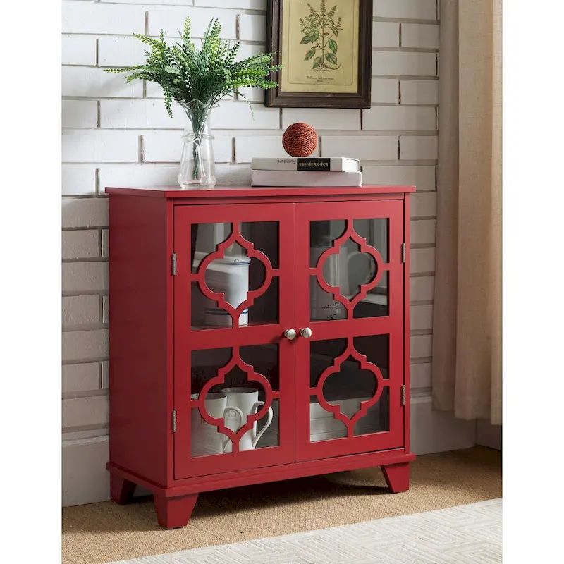 Copper Grove Lunaria Red Finish Wood Door Console Table