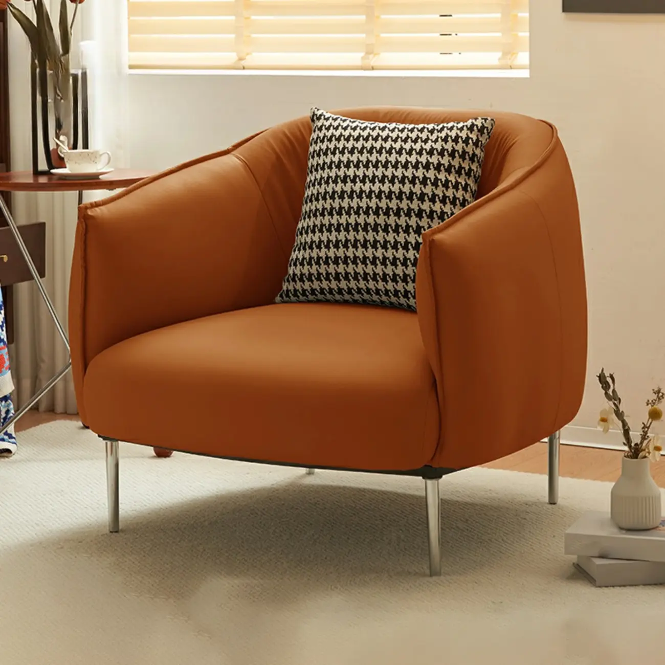 Modern Black Leather Lounge Chair Living Room