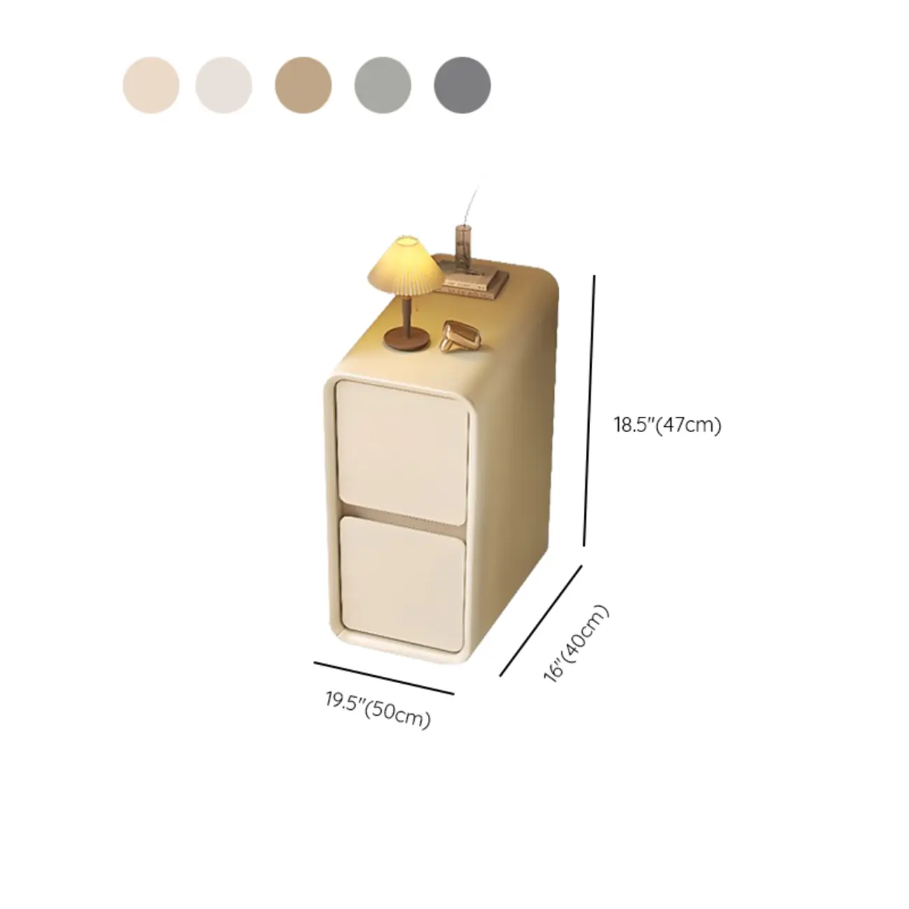 Trendy Narrow Wooden Sleek Edge 2-Drawer Nightstand