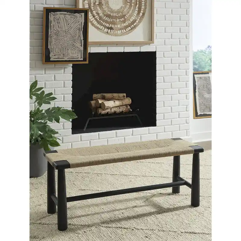 Black/Natural Accent Bench, 2-Seat, 48