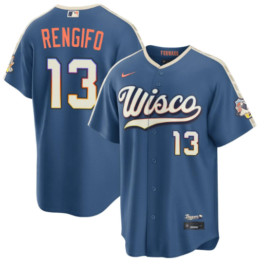Luis Rengifo Milwaukee Brewers Mineral Blue 2026 City Connect Stadium Jersey