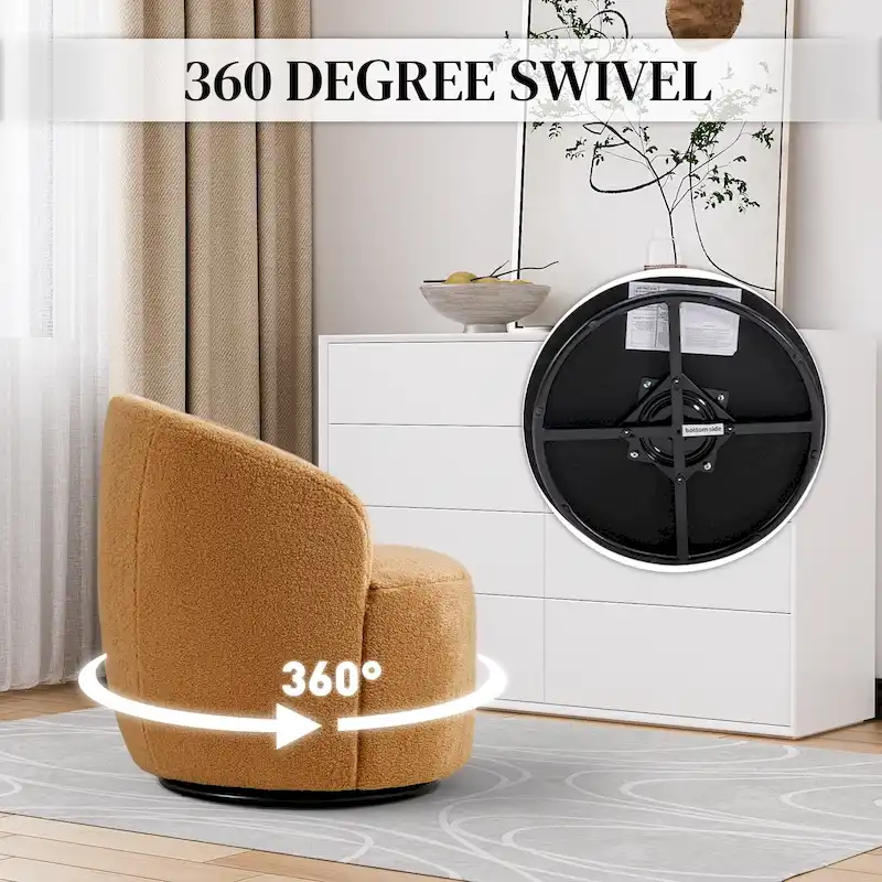 Ouyessir Modern Teddy Upholstered Swivel Barrel Chair(Set of 2)