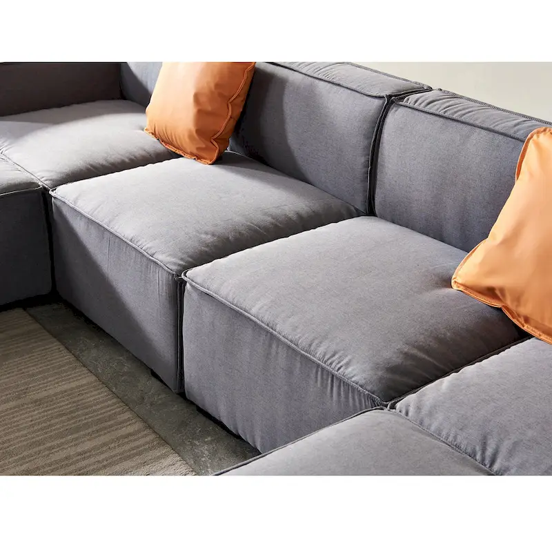 Modular Sectional Fabric Sofa (Beige)