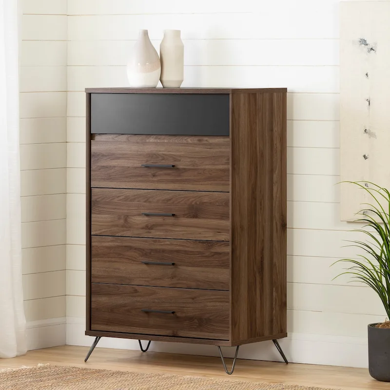 5-Drawer Chest - Natural Walnut and Charcoal