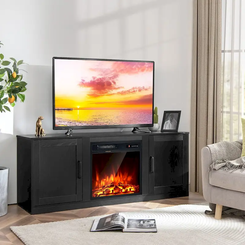 Costway 58 Fireplace TV Stand Entertainment Console W/ 18 Electric