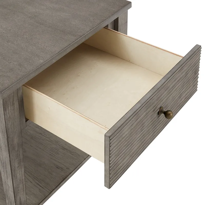 Coober Antique Grey Finish Grey Fiber Cement Table with Shelf by iNSPIRE Q Modern
