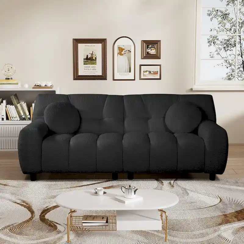 Teddy Boucle 2-Seat Cloud Deep Seat Sofa Couch for Living Room, Bedroom