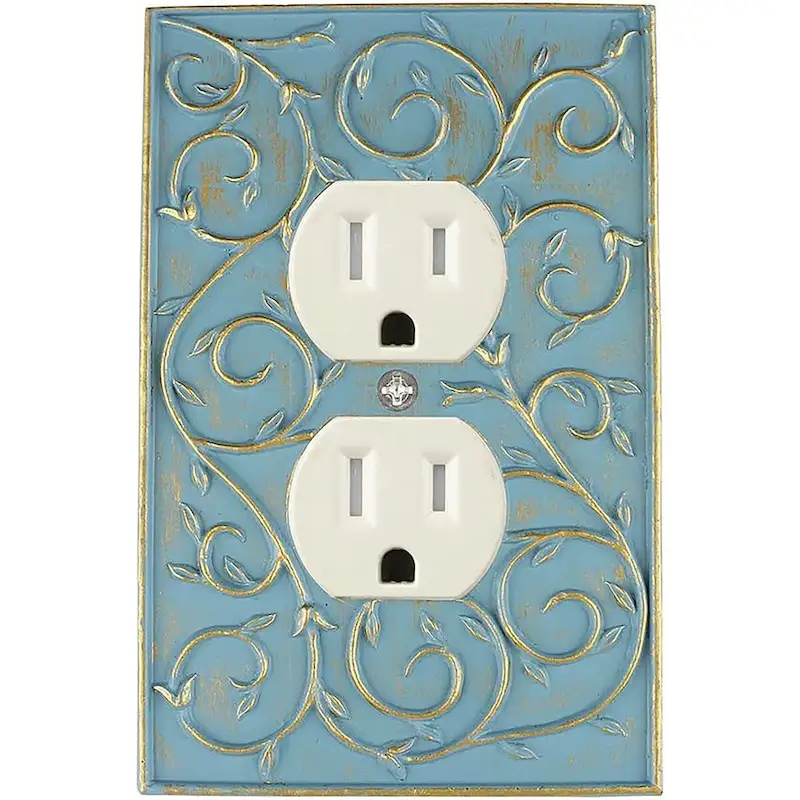 Meriville French Scroll Electrical Outlet Wall Plate Cover, Hand Painted