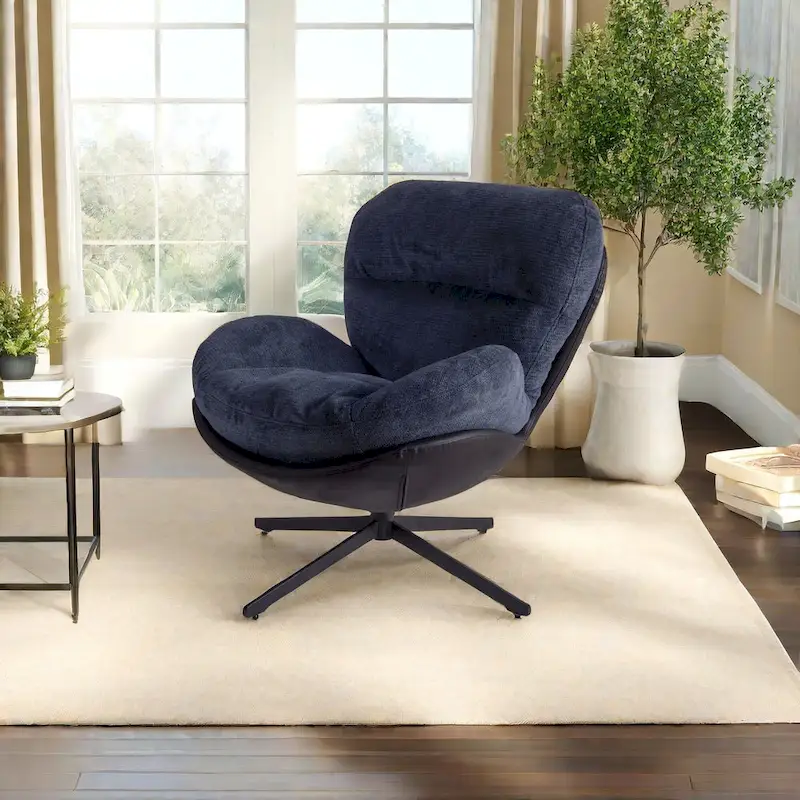 Modern Chenille 360 Swivel Office Chair with Metal Base Frame