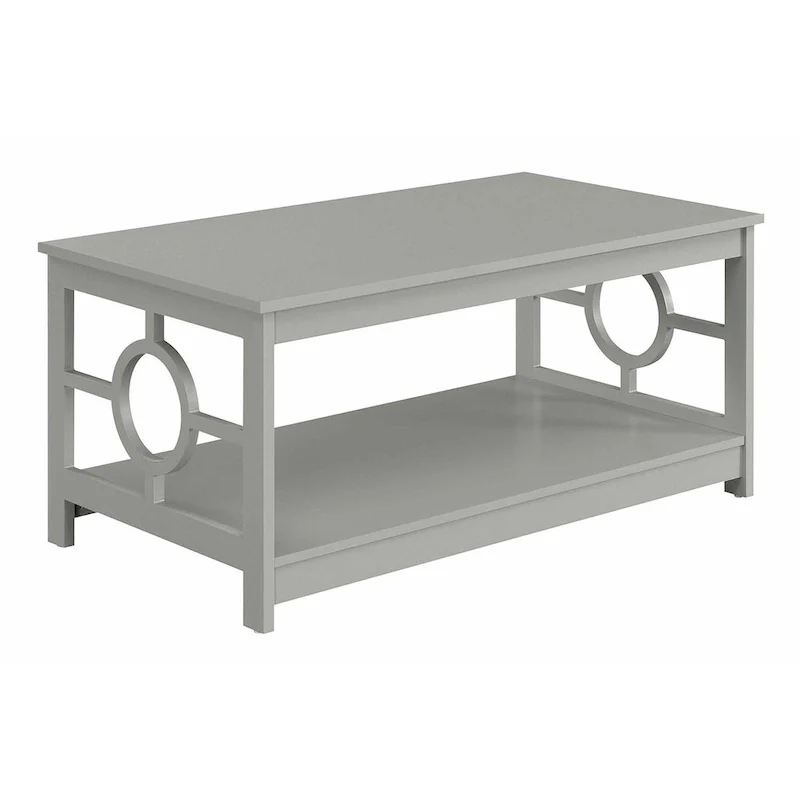 Grey / Black / White Contemporary Ring-Frame Coffee Table with Lower Shelf